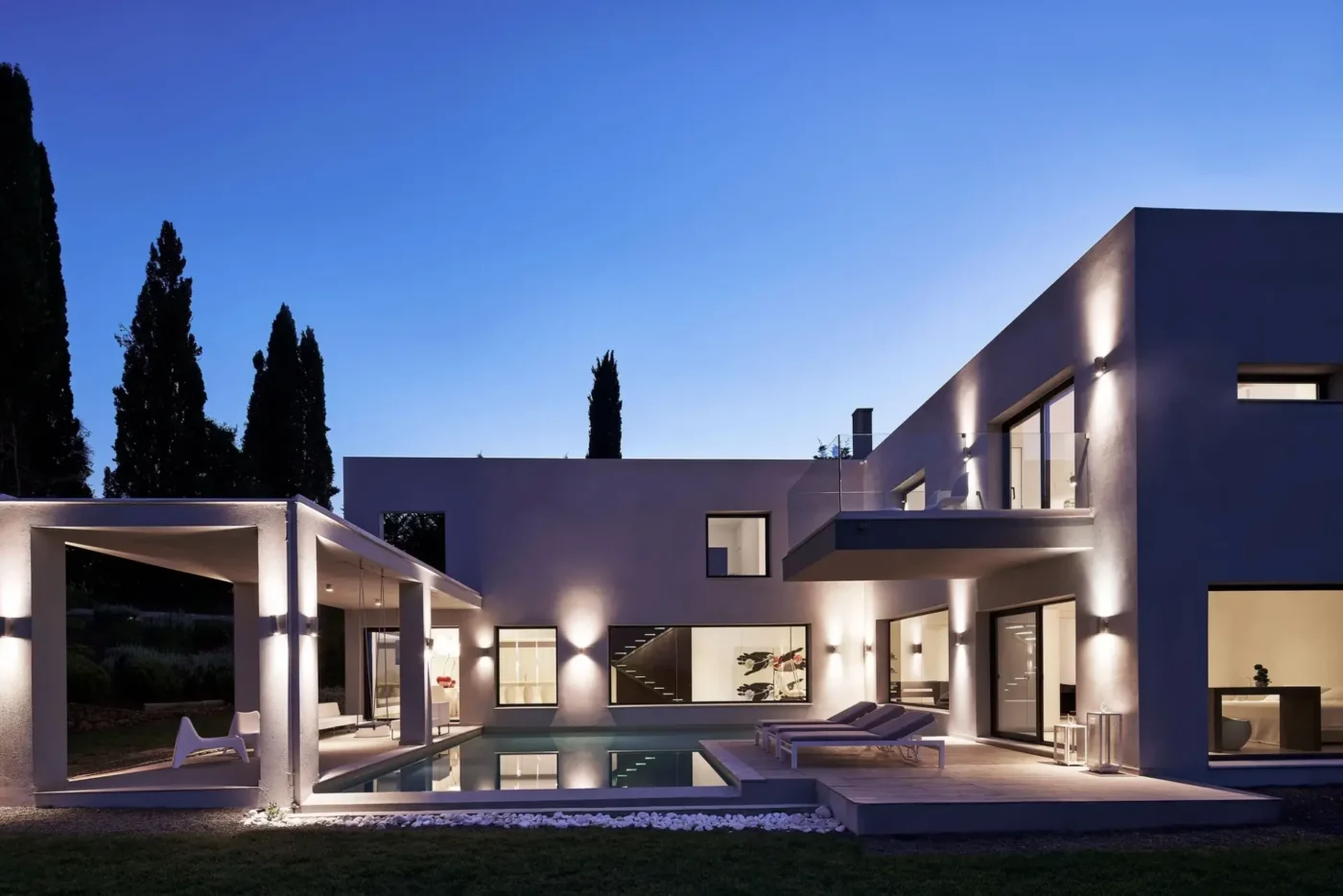 Alpha Homes Corfu Real Estate Viros Villa exterior nightime