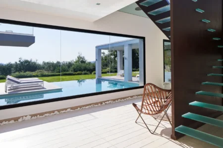 Alpha Homes Corfu Real Estate Viros Villa glass staircase