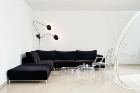 Alpha Homes Corfu Real Estate Viros Villa black couch