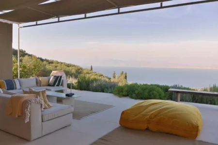 Alpha Homes Corfu Real Estate Kassiopi Villa couch and pillow