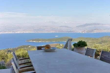 Alpha Homes Corfu Real Estate stone table in Stone villa