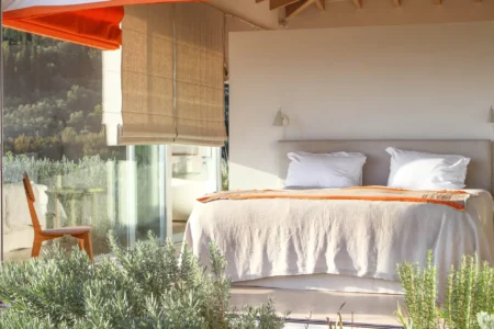 Alpha Homes Corfu Real Estate big double bed Kassiopi Stone Villa