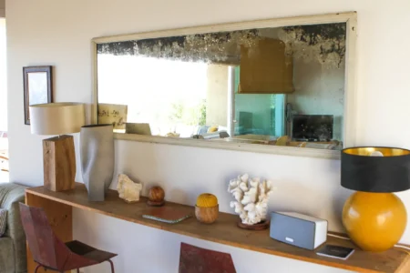 Alpha Homes Corfu Real Estate Kassiopi Stone Villa living room mirror
