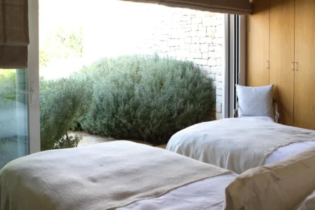 Alpha Homes Corfu Real Estate Kassiopi Stone Villa room with two beds